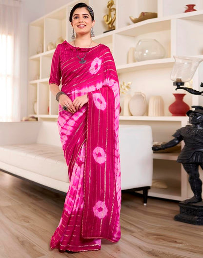 Ready to Wear Light Pink Chanderi Printed Saree