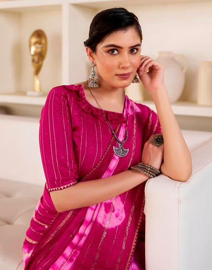 Ready to Wear Light Pink Chanderi Printed Saree