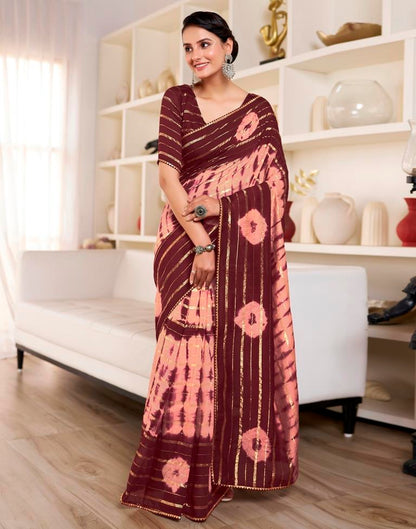 Ready to Wear Peach Chanderi Printed Saree