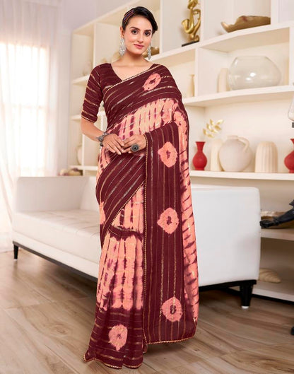 Ready to Wear Peach Chanderi Printed Saree