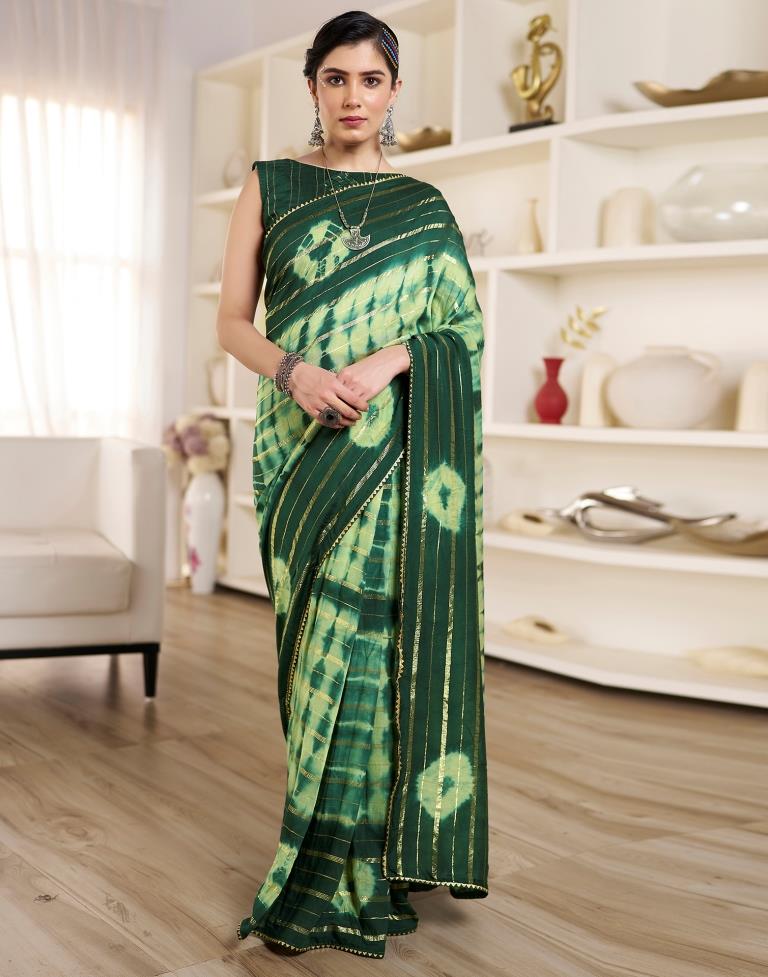 Ready to Wear Pista Green Chanderi Printed Saree