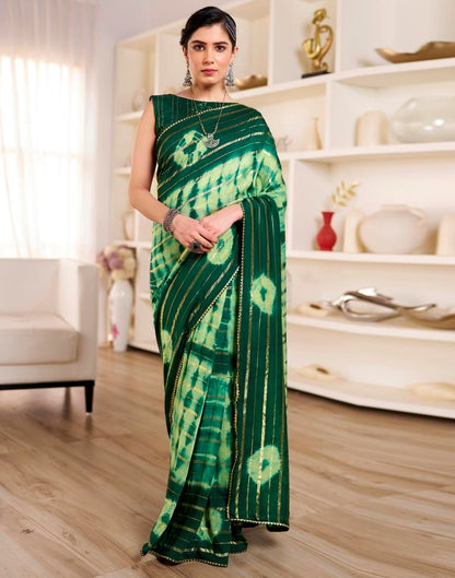 Ready to Wear Pista Green Chanderi Printed Saree