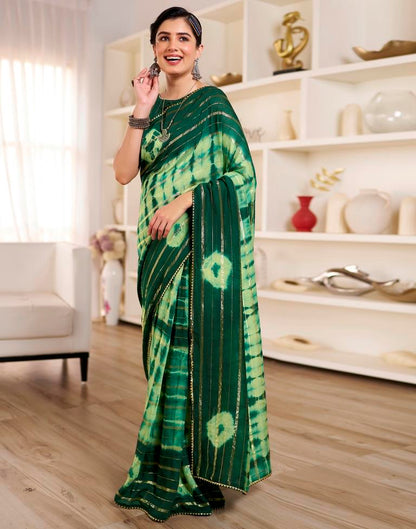 Ready to Wear Pista Green Chanderi Printed Saree