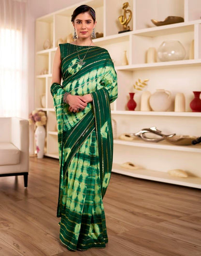 Ready to Wear Pista Green Chanderi Printed Saree