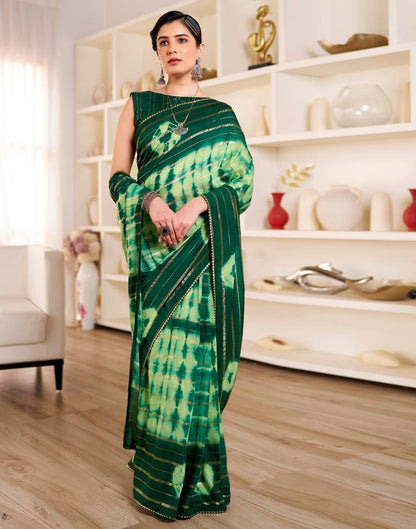 Ready to Wear Pista Green Chanderi Printed Saree