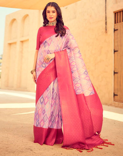 Ready to Wear Rose Pink Silk Printed Saree