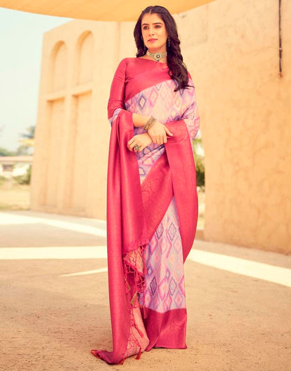 Ready to Wear Rose Pink Silk Printed Saree