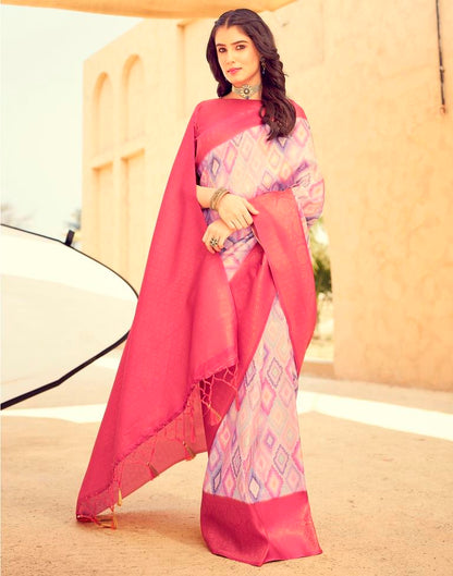 Ready to Wear Rose Pink Silk Printed Saree