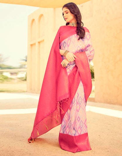 Ready to Wear Rose Pink Silk Printed Saree