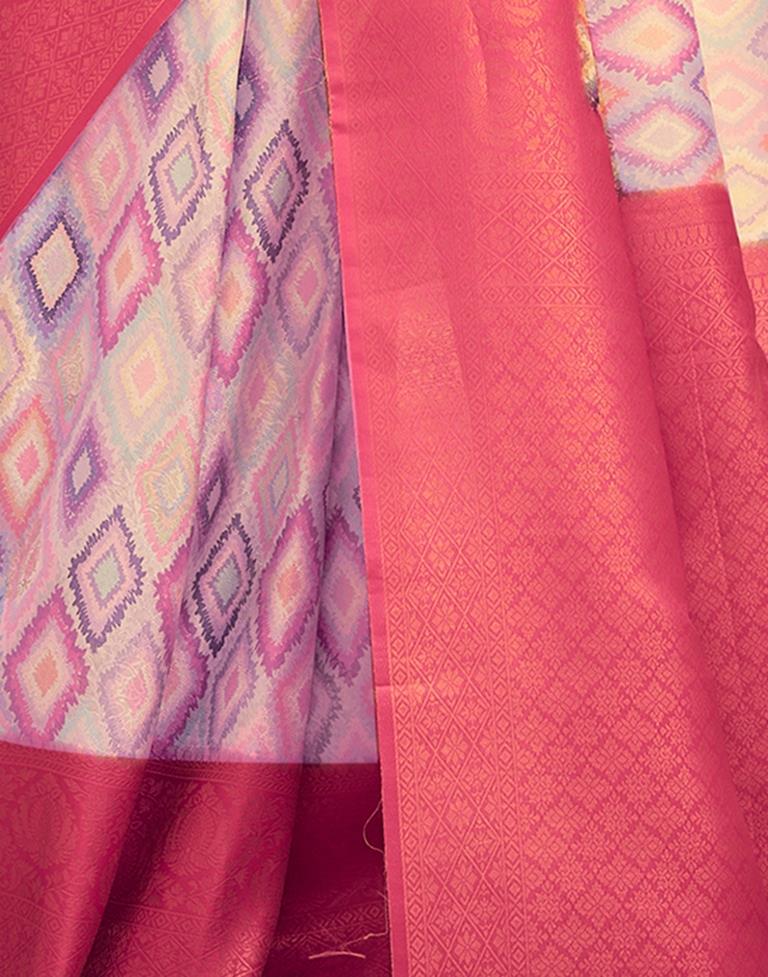 Ready to Wear Rose Pink Silk Printed Saree