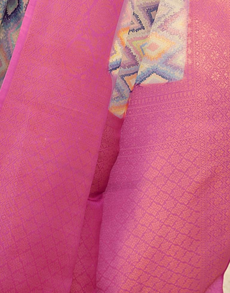 Ready to Wear PinkWeaving Silk Printed Saree