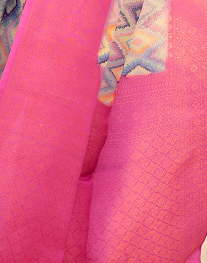 Ready to Wear PinkWeaving Silk Printed Saree