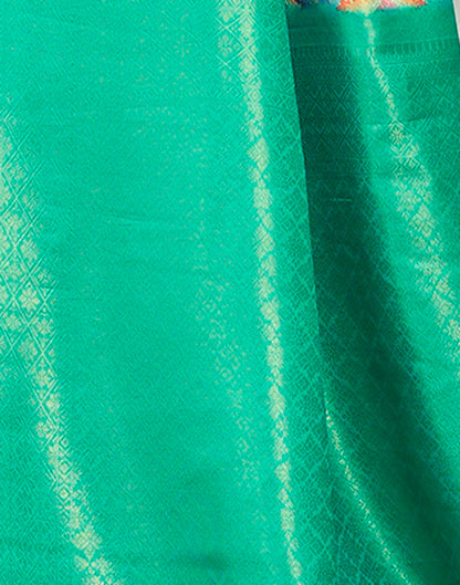 Ready to Wear Turquoise Silk Printed Saree