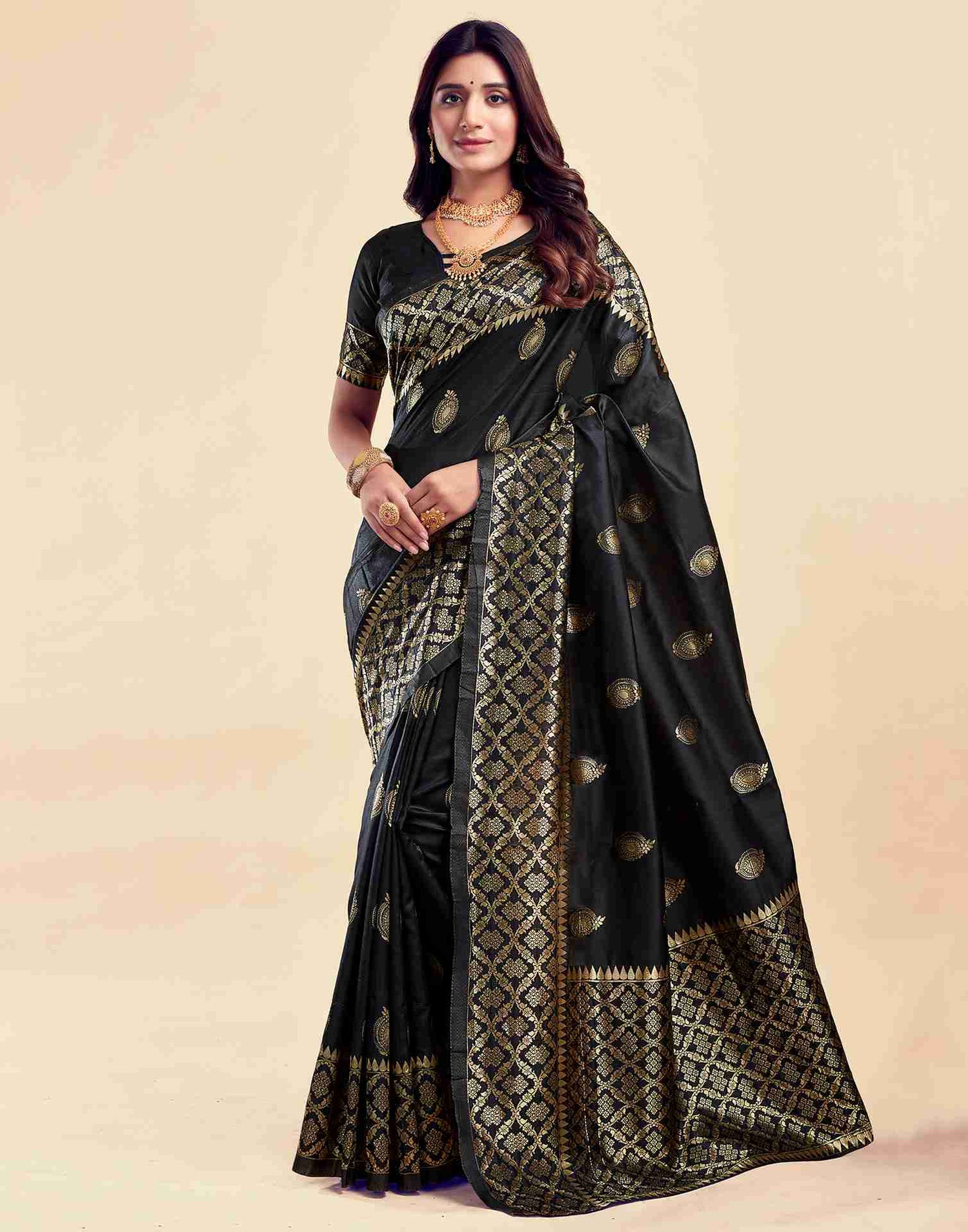 Black Silk Woven Saree