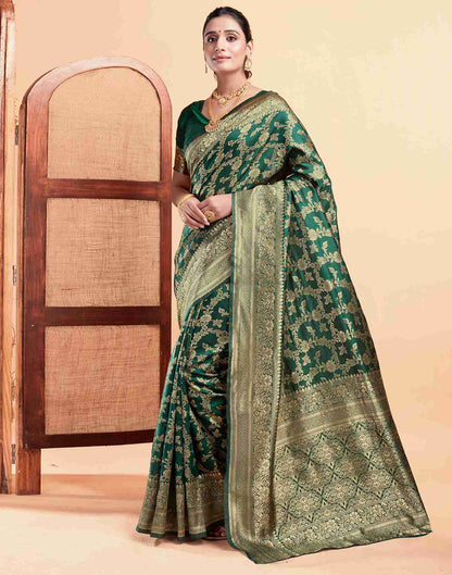 Dark Green Banarasi Silk Saree