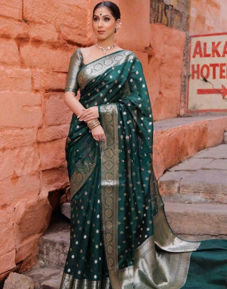 banarasi saree dark green