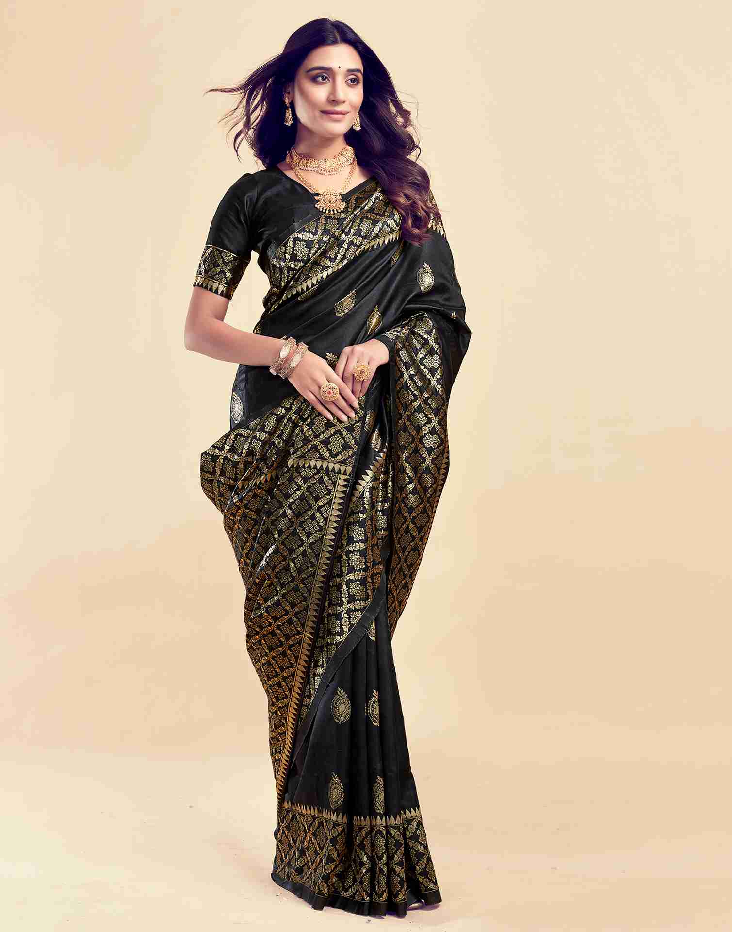 Black Silk Woven Saree