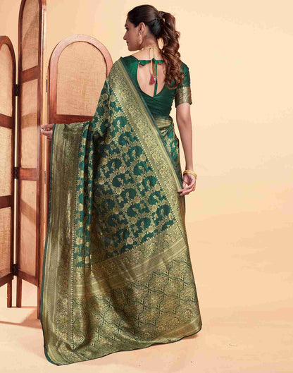 Dark Green Banarasi Silk Saree