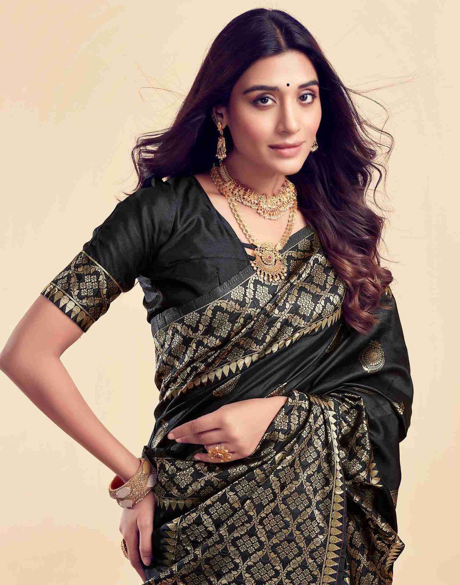 Black Silk Woven Saree