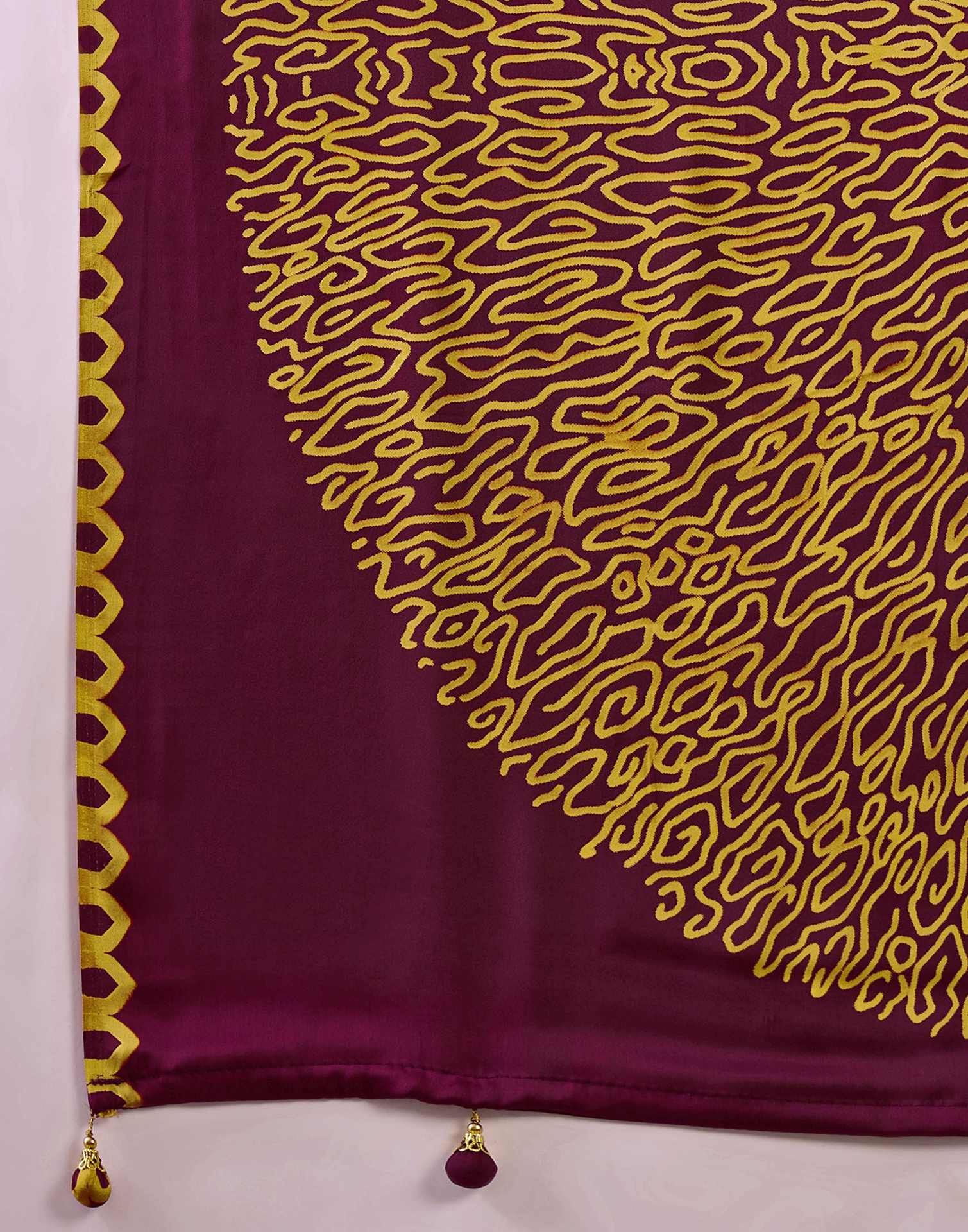 Dark Purple Satin Printed Saree