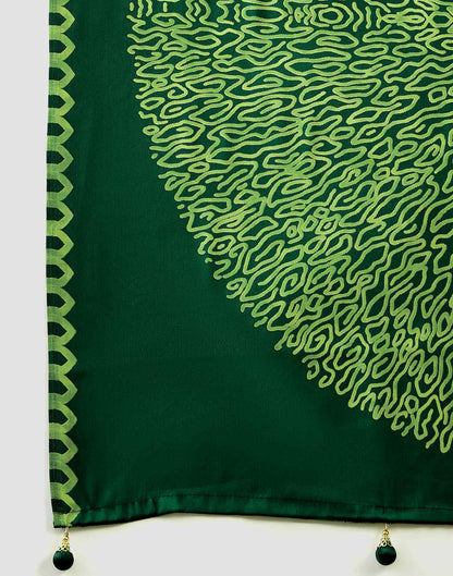 Bottle Green Satin Printed Saree