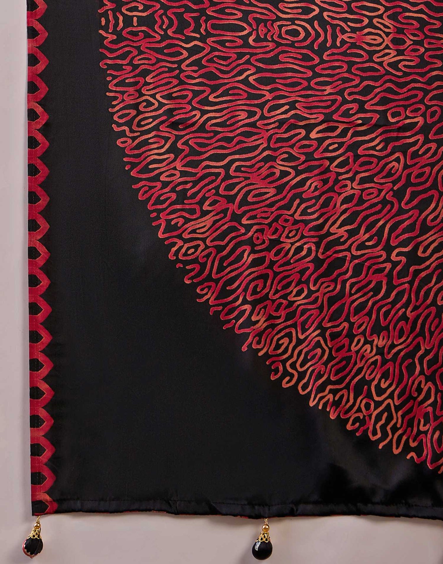 Black Satin Printed Saree