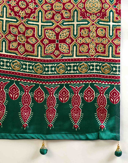 Maroon Satin Printed Saree