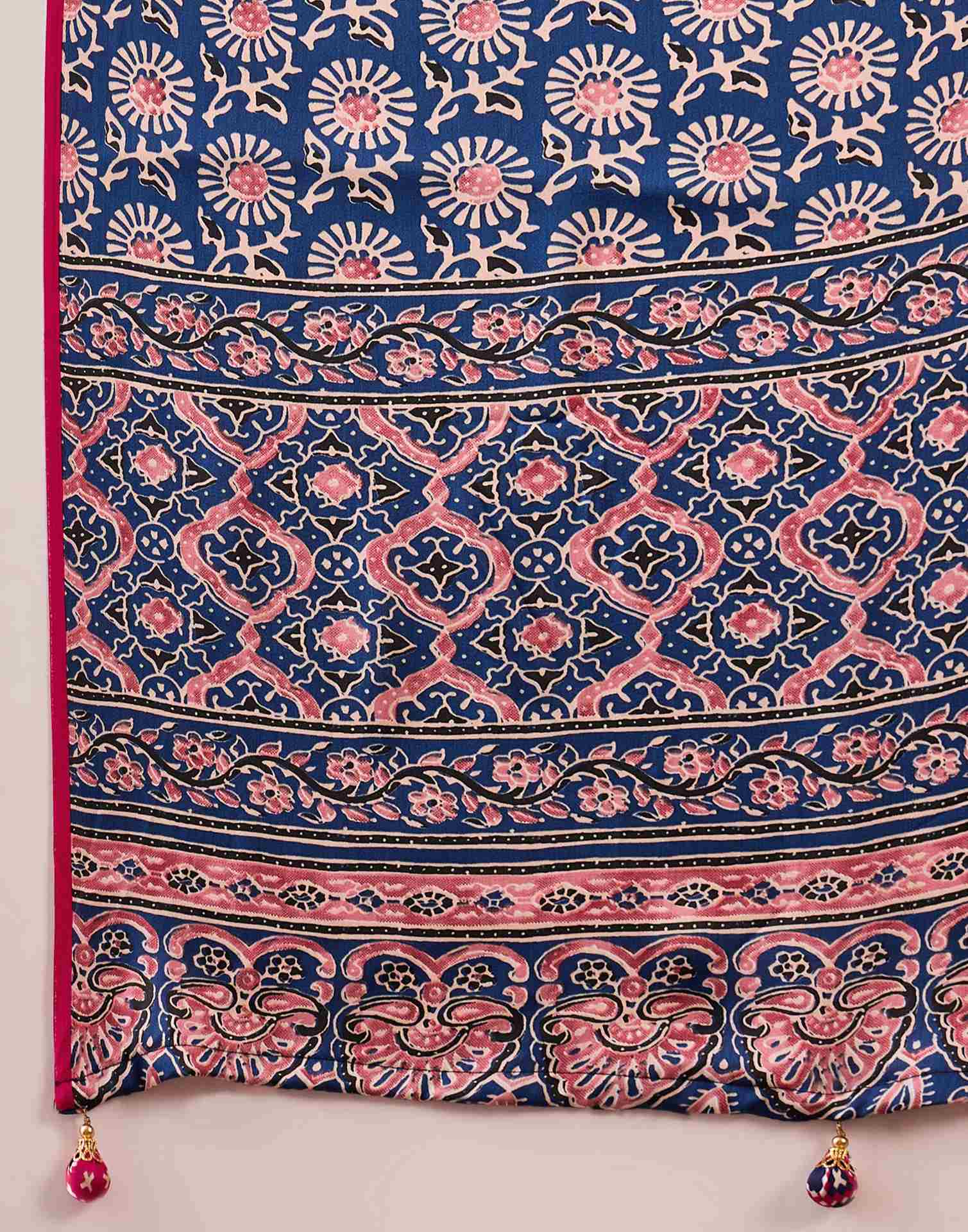 Rani Pink Satin Printed Saree