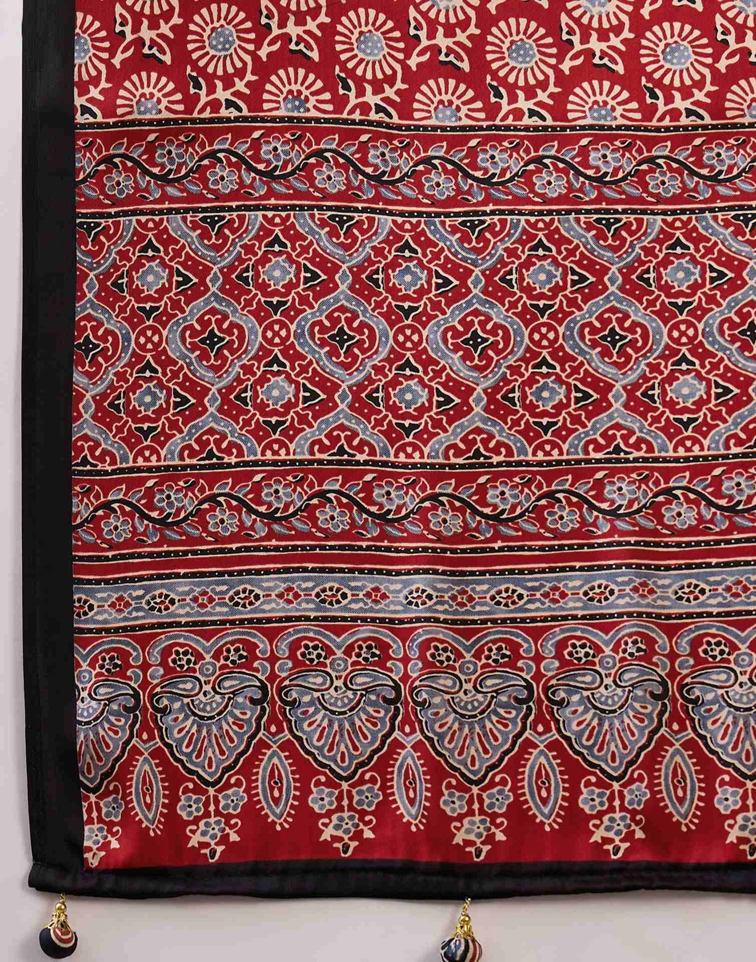 Black Satin Printed Saree