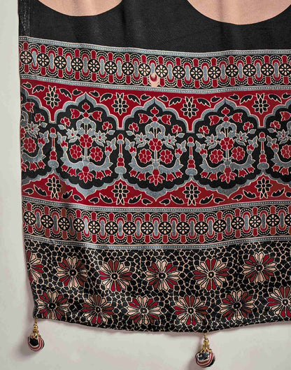 Maroon Satin Printed Saree