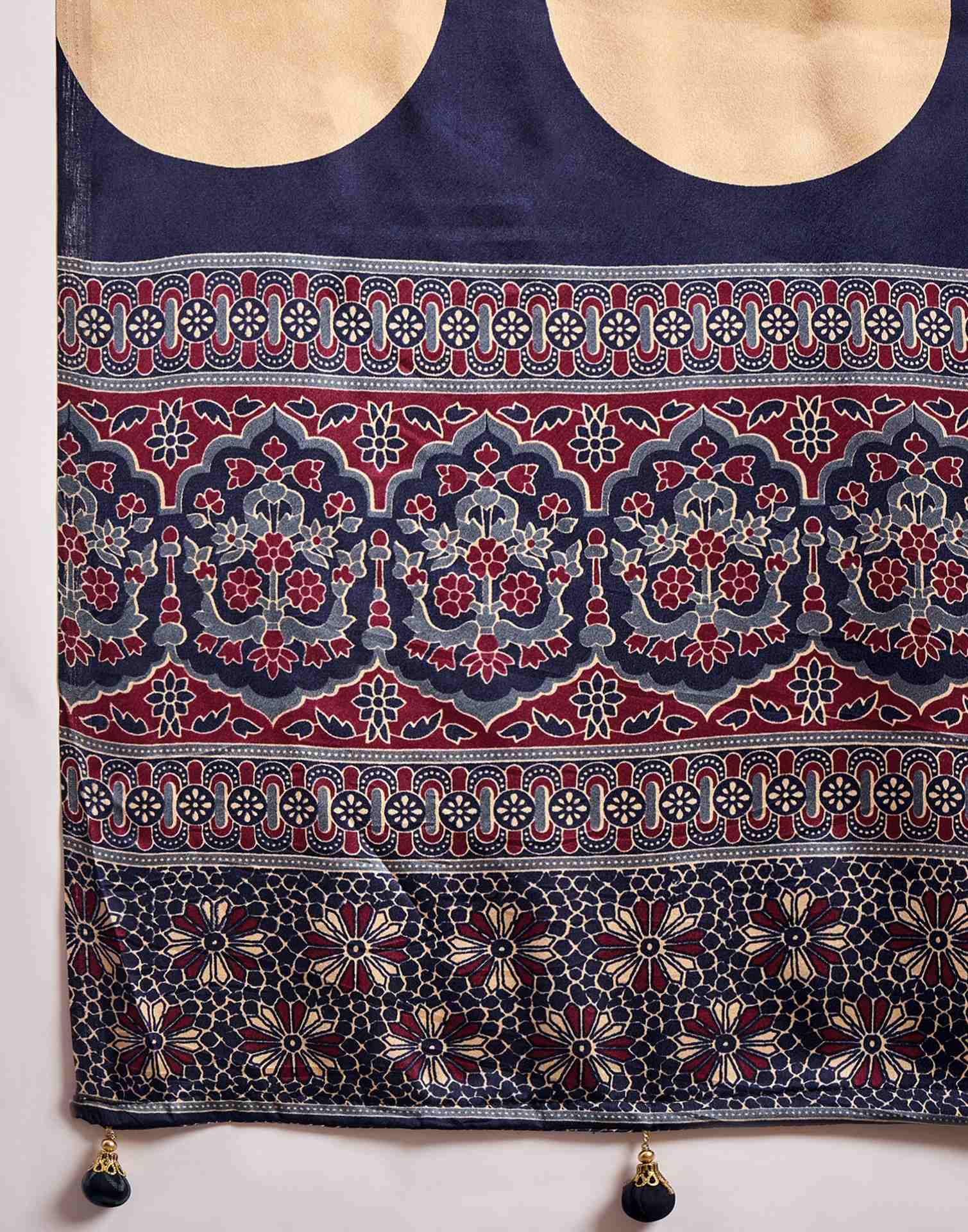 Wine Satin Printed Saree