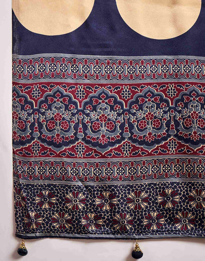 Wine Satin Printed Saree