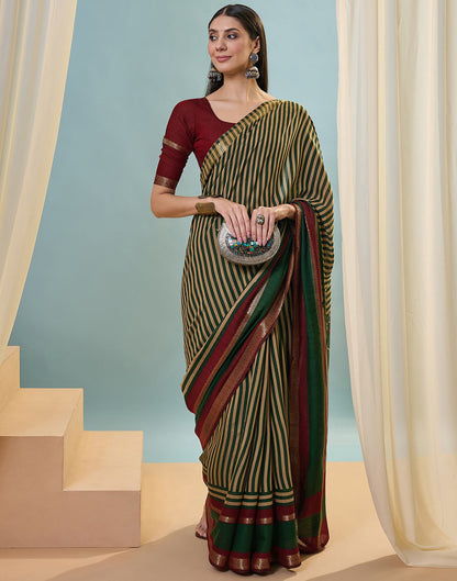 Green Cotton Printed Saree