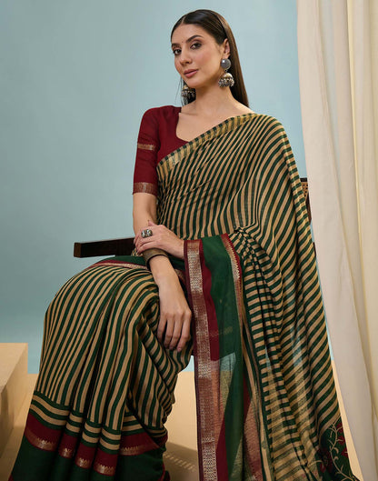 Green Cotton Printed Saree