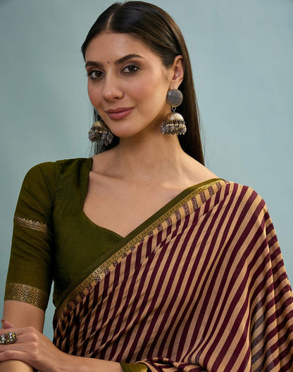Wine Cotton Printed Saree