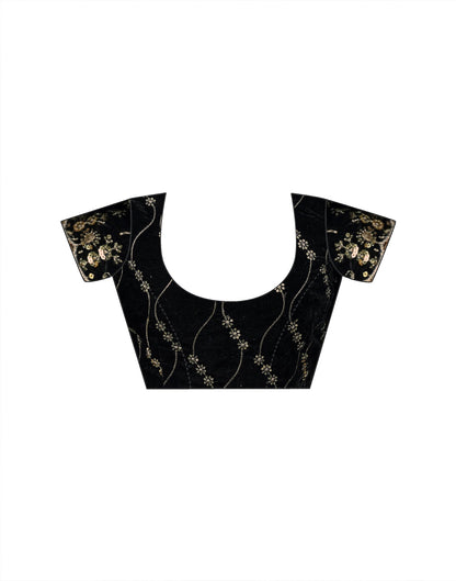 Wine Net Sequence Embroidery Saree