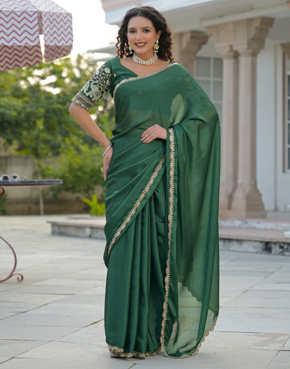 Green Silk Embroidery Saree