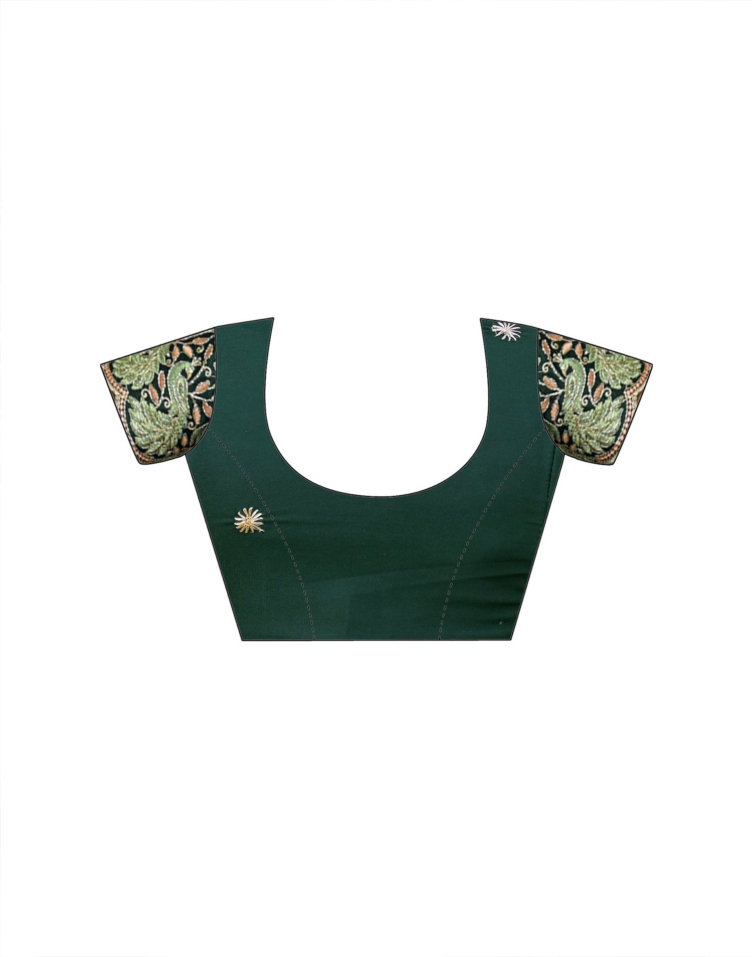 Bottle Green Silk Embroidery Saree