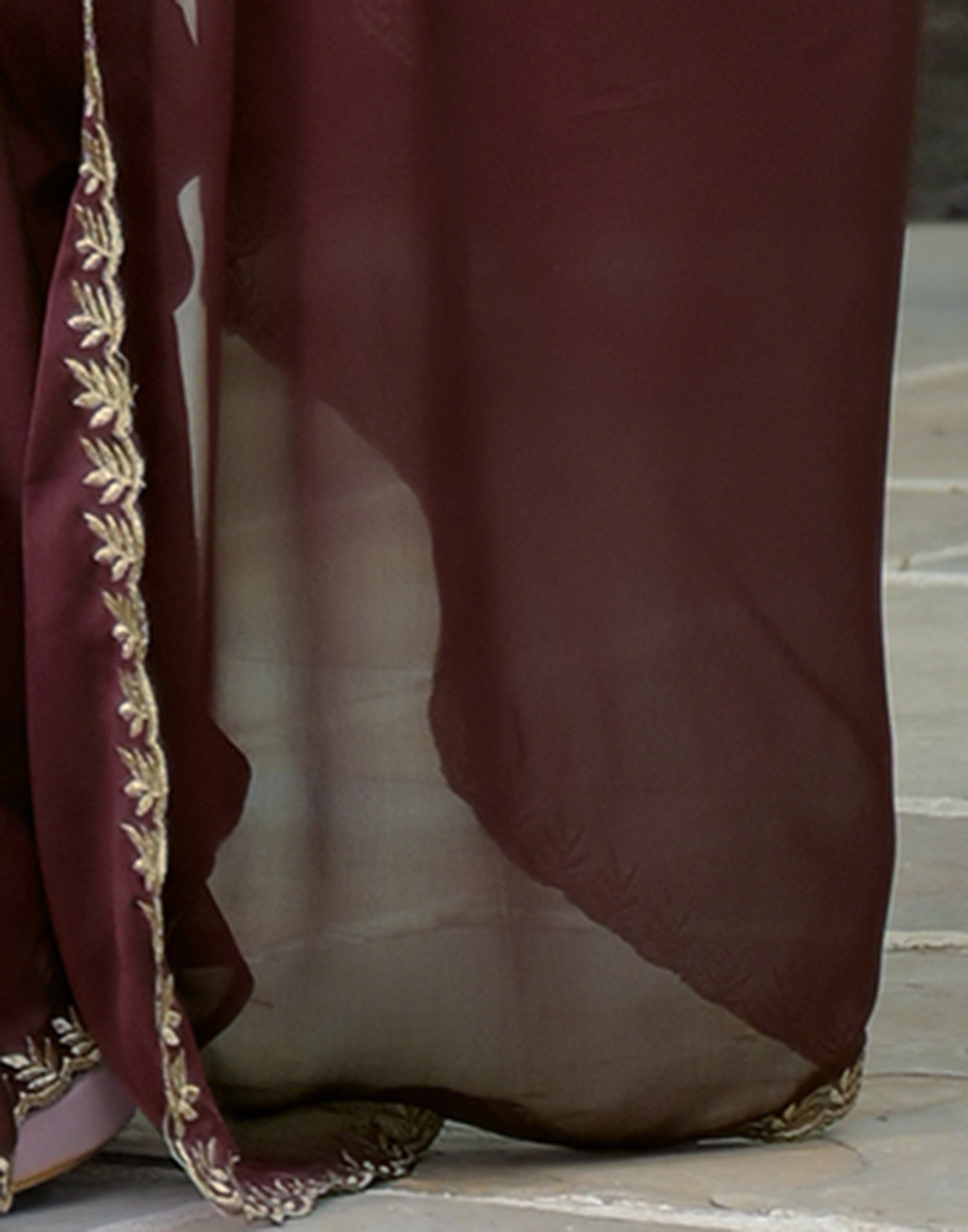 Maroon Silk Embroidery Saree