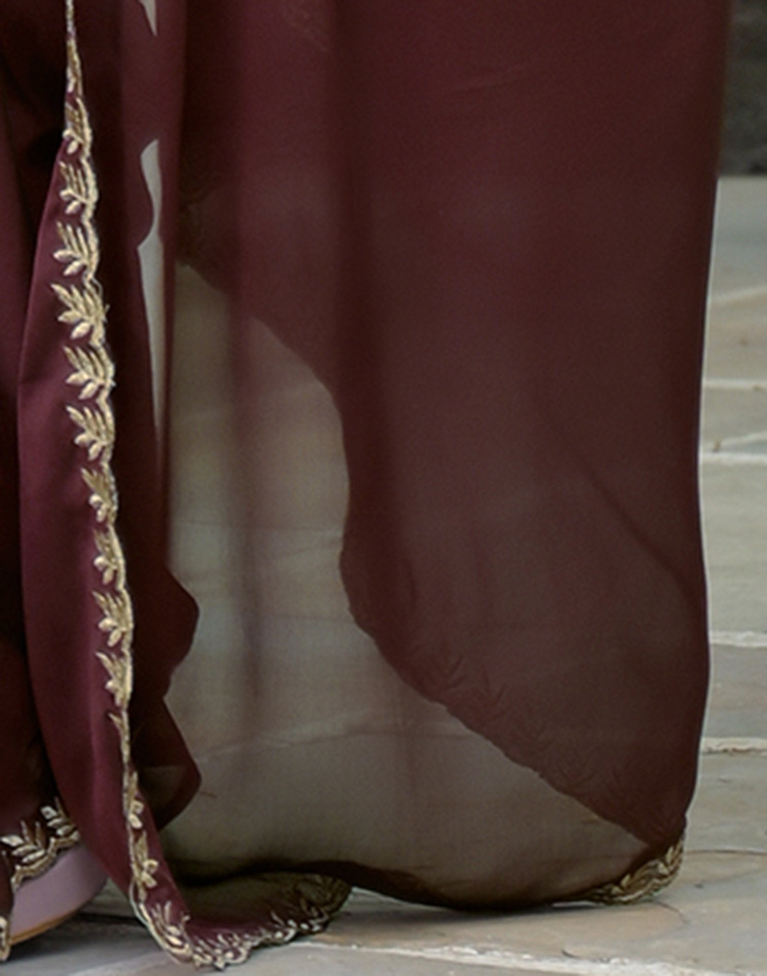 Maroon Silk Embroidery Saree