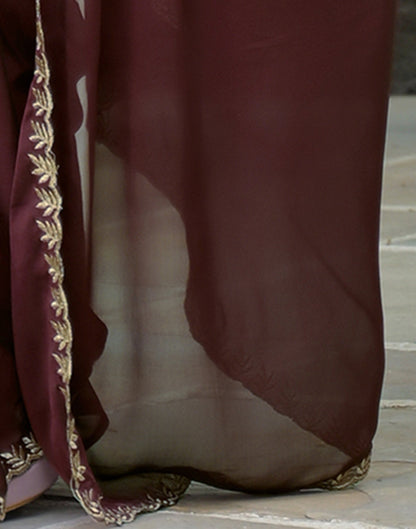 Maroon Silk Embroidery Saree