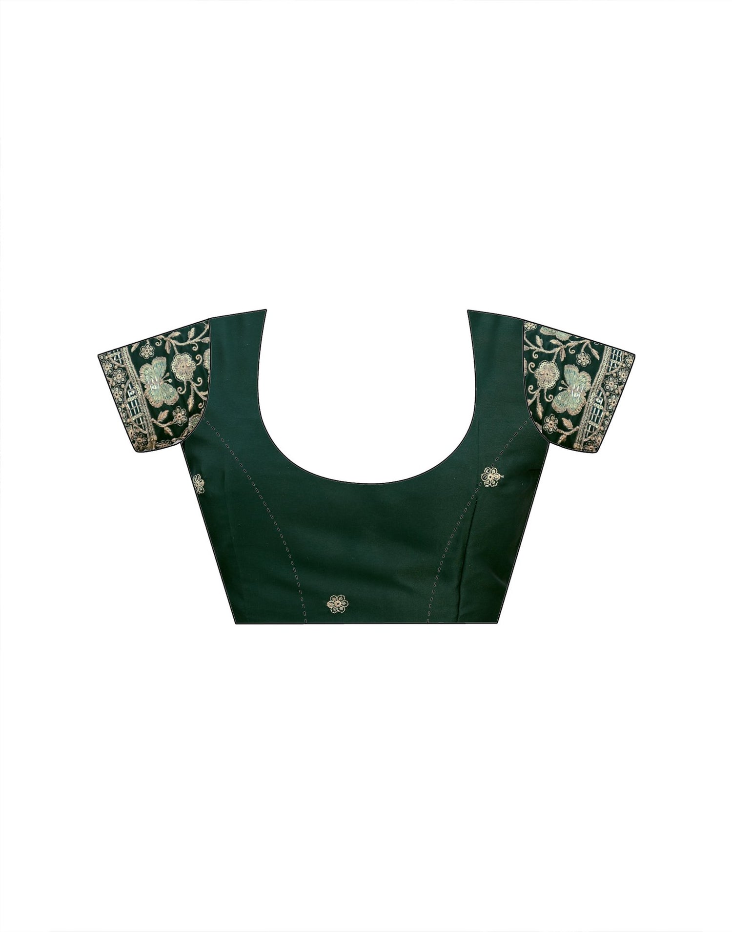 Bottle Green Silk Sequence Embroidery Lace Saree