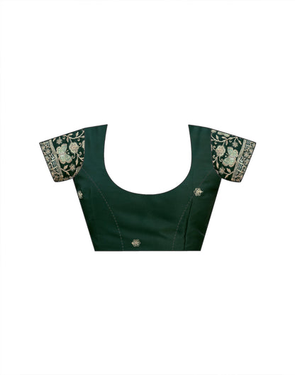 Bottle Green Silk Sequence Embroidery Lace Saree