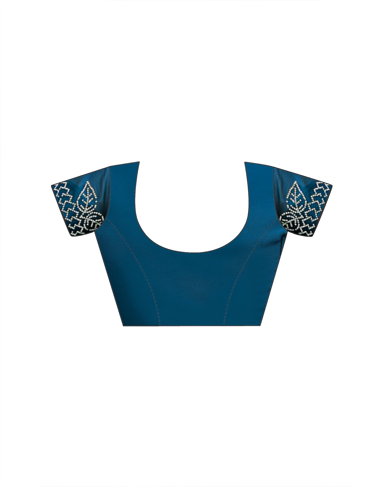 Peacock Blue Silk Stone Work Swarovski Saree