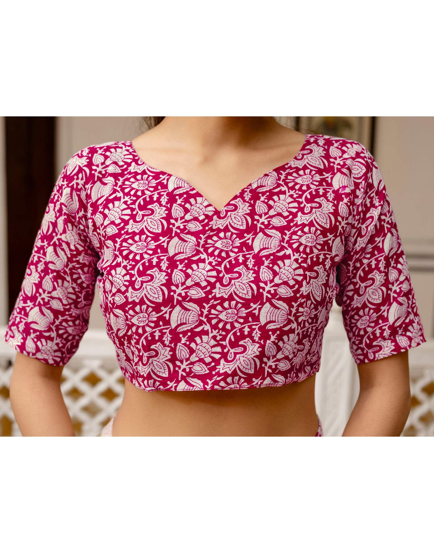 Ready To Wear Blue Cotton Printed Saree