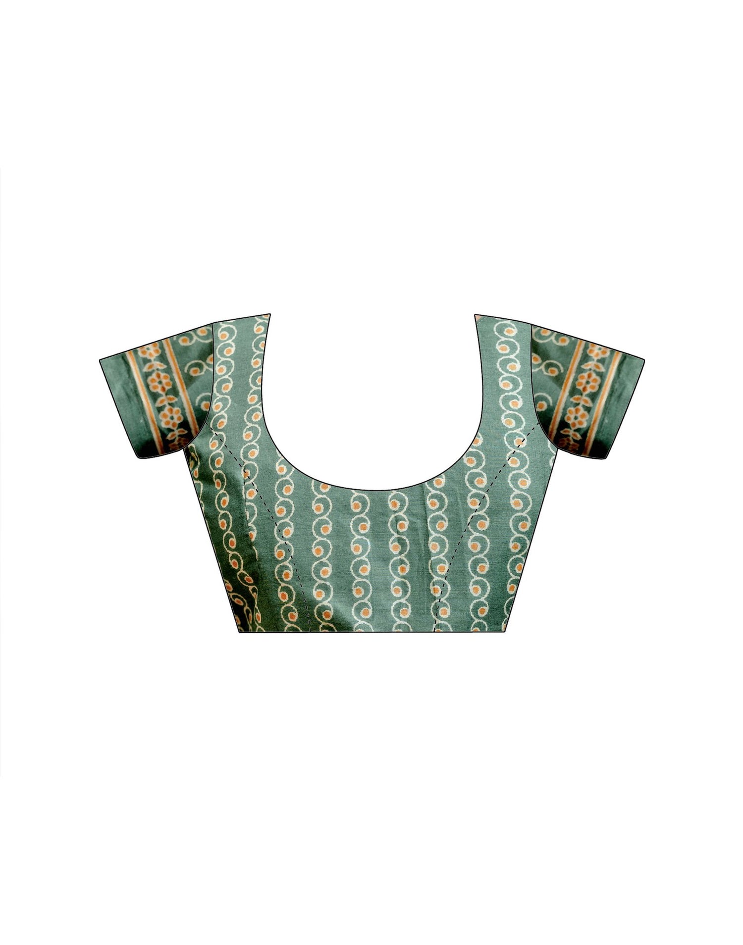 Ready To Wear Green Cotton Printed Saree