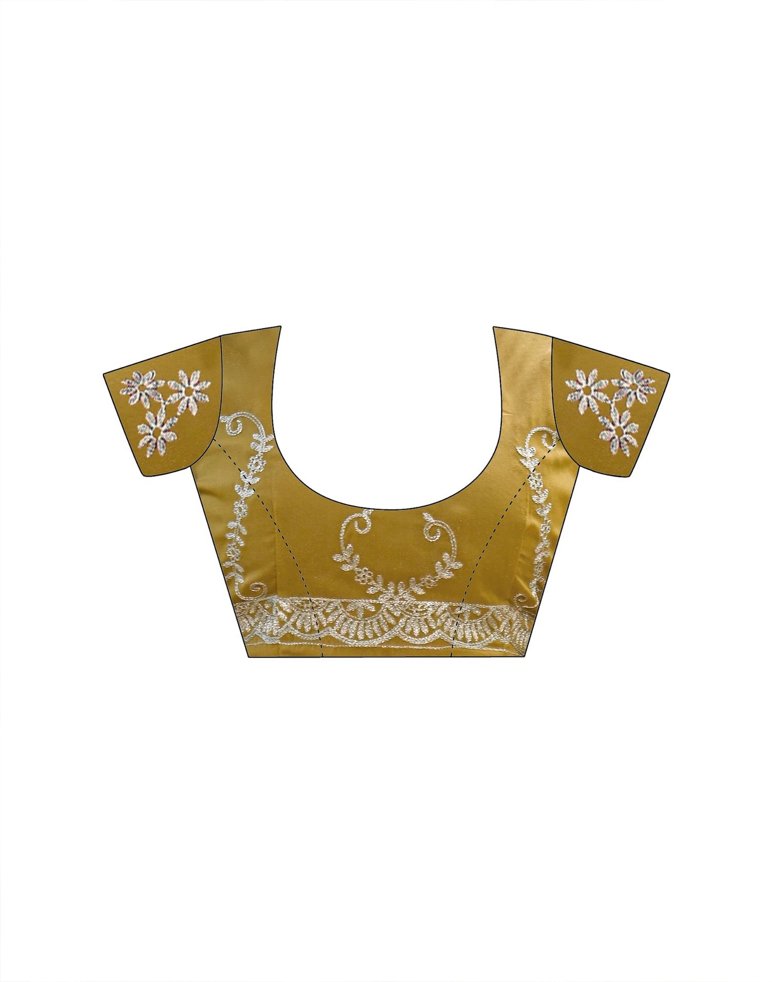 Mustard Green Shimmer Embroidery Saree