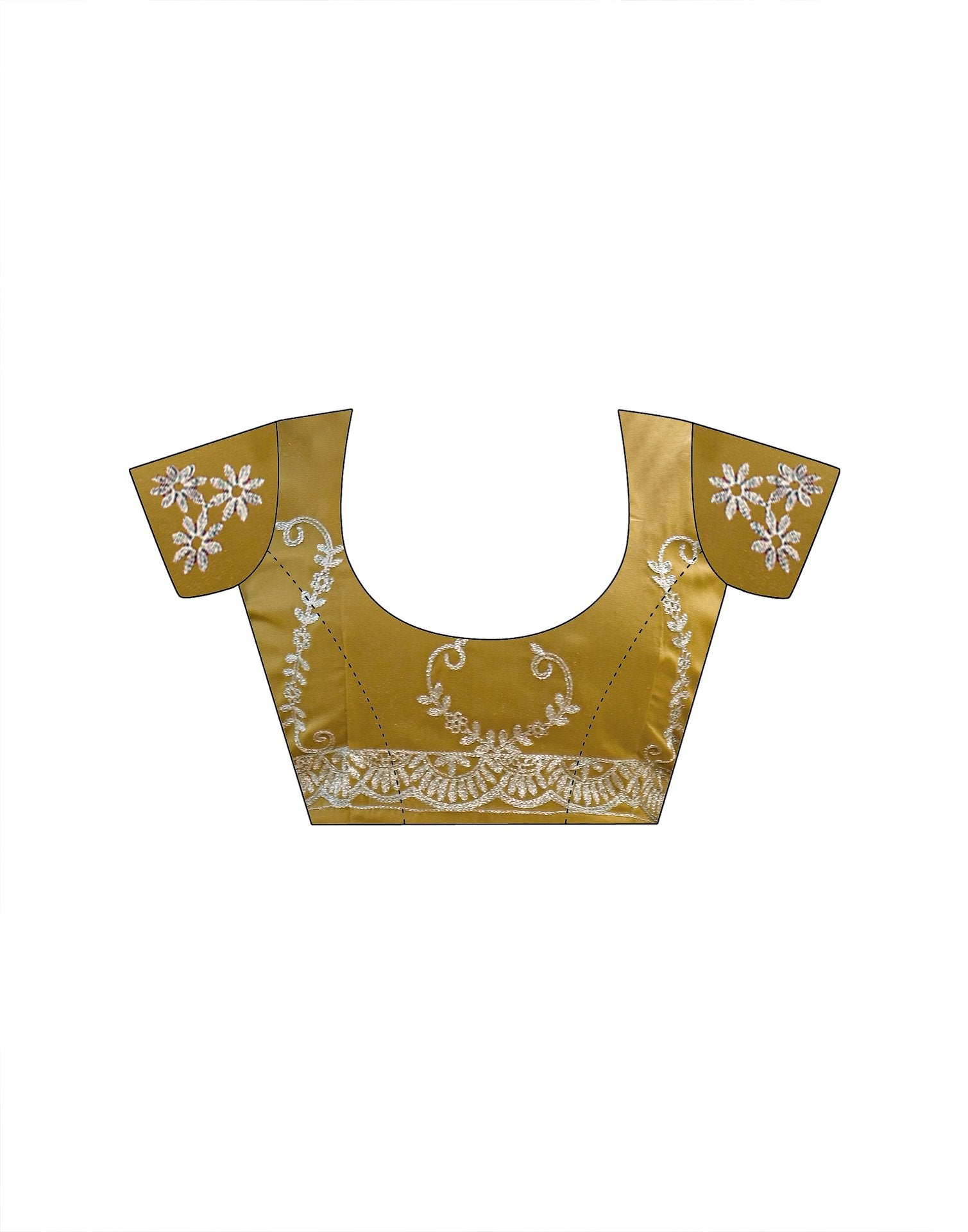 Mustard Green Shimmer Embroidery Saree