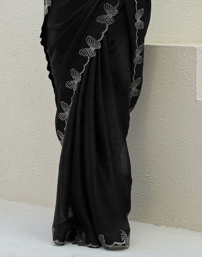 Black Shimmer Stone Work Swarovski Saree