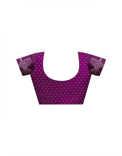 Purple Shimmer Stone Work Swarovski Saree